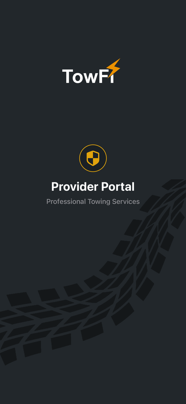 TowFi Provider Portal app splash screen